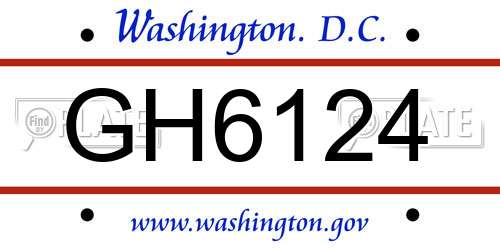GH6124 District Of Columbia License Plate