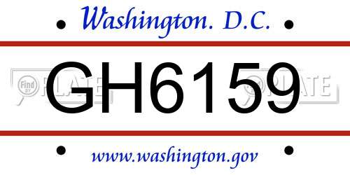 GH6159 District Of Columbia License Plate