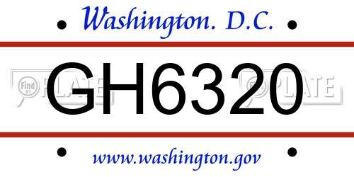 GH6320 District Of Columbia License Plate