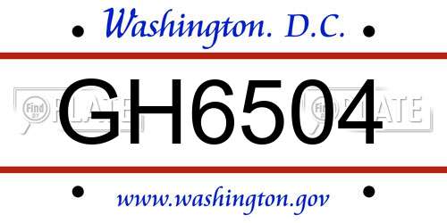 GH6504 District Of Columbia License Plate