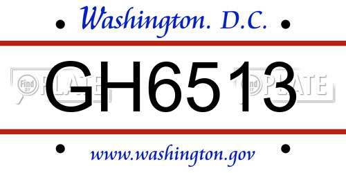 GH6513 District Of Columbia License Plate