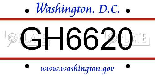 GH6620 District Of Columbia License Plate