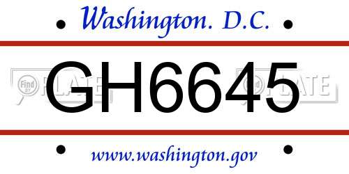 GH6645 District Of Columbia License Plate