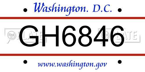 GH6846 District Of Columbia License Plate
