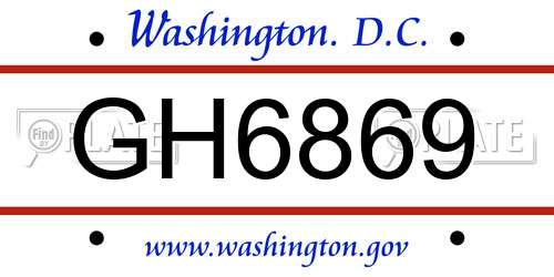 GH6869 District Of Columbia License Plate