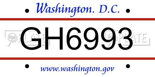 GH6993 District Of Columbia License Plate
