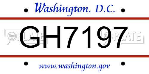 GH7197 District Of Columbia License Plate