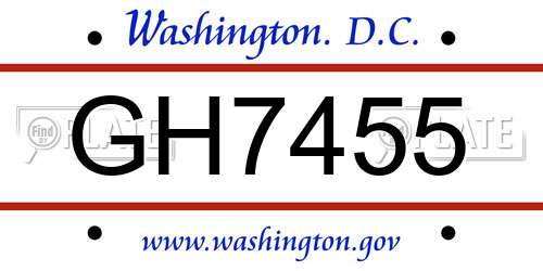 GH7455 District Of Columbia License Plate