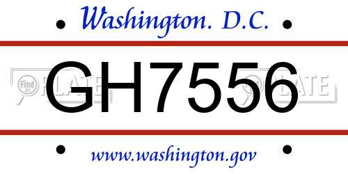 GH7556 District Of Columbia License Plate