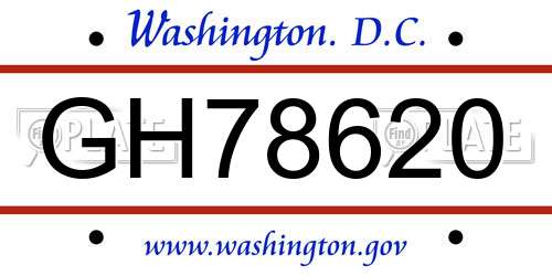 GH78620 District Of Columbia License Plate