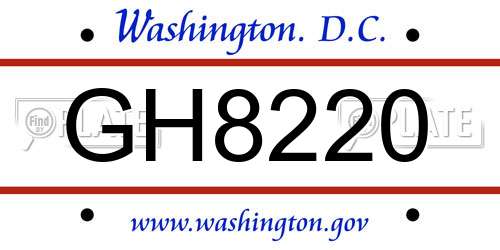 GH8220 District Of Columbia License Plate