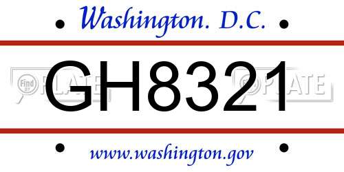 GH8321 District Of Columbia License Plate