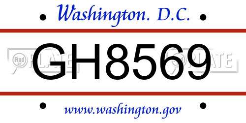 GH8569 District Of Columbia License Plate