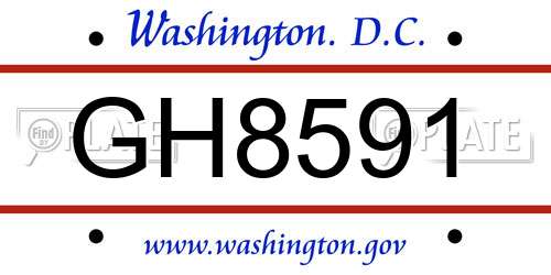 GH8591 District Of Columbia License Plate