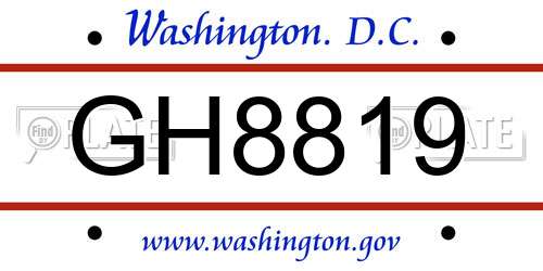 GH8819 District Of Columbia License Plate