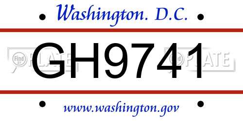 GH9741 District Of Columbia License Plate