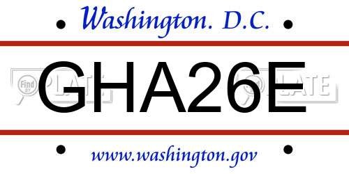 GHA26E District Of Columbia License Plate