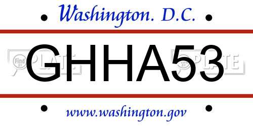GHHA53 District Of Columbia License Plate