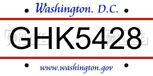 GHK5428 District Of Columbia License Plate