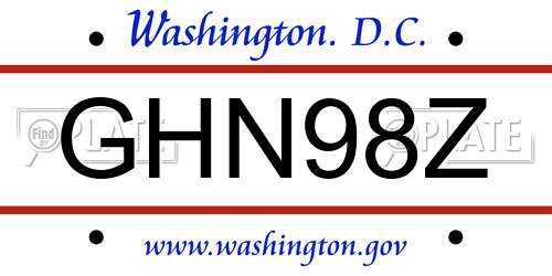 GHN98Z District Of Columbia License Plate