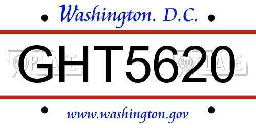 GHT5620 District Of Columbia License Plate