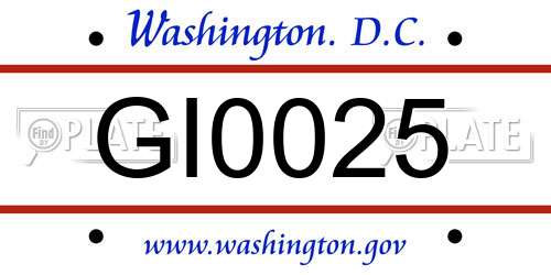 GI0025 District Of Columbia License Plate