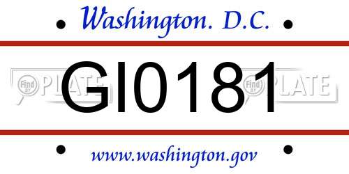 GI0181 District Of Columbia License Plate
