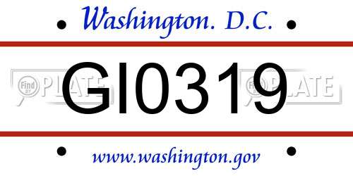 GI0319 District Of Columbia License Plate