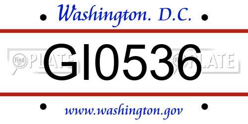 GI0536 District Of Columbia License Plate