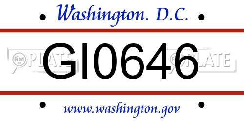 GI0646 District Of Columbia License Plate