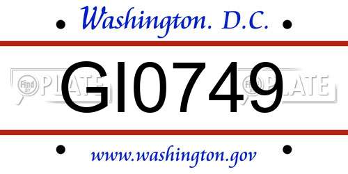 GI0749 District Of Columbia License Plate