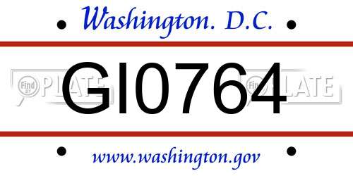 GI0764 District Of Columbia License Plate