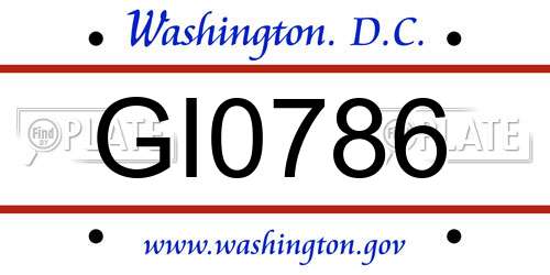GI0786 District Of Columbia License Plate
