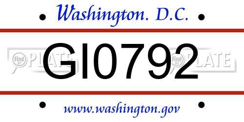 GI0792 District Of Columbia License Plate
