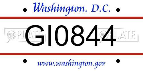 GI0844 District Of Columbia License Plate