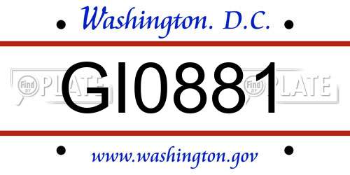 GI0881 District Of Columbia License Plate