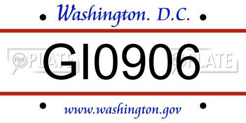 GI0906 District Of Columbia License Plate