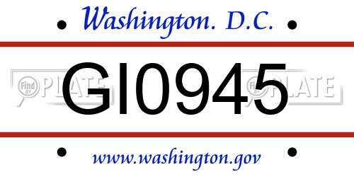 GI0945 District Of Columbia License Plate