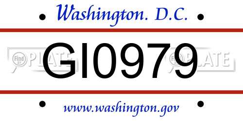 GI0979 District Of Columbia License Plate