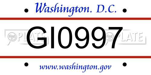 GI0997 District Of Columbia License Plate