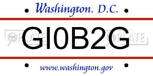 GI0B2G District Of Columbia License Plate
