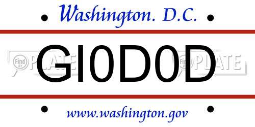 GI0D0D District Of Columbia License Plate