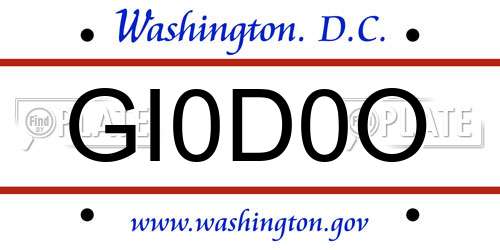 GI0D0O District Of Columbia License Plate