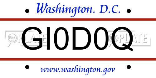 GI0D0Q District Of Columbia License Plate