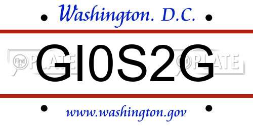 GI0S2G District Of Columbia License Plate