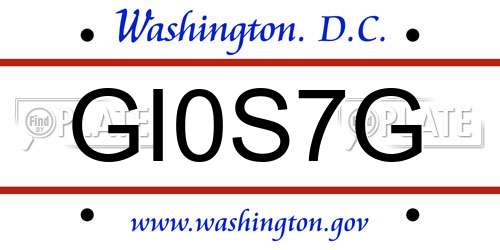GI0S7G District Of Columbia License Plate