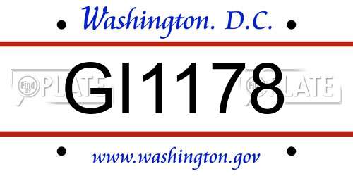 GI1178 District Of Columbia License Plate