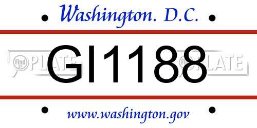 GI1188 District Of Columbia License Plate