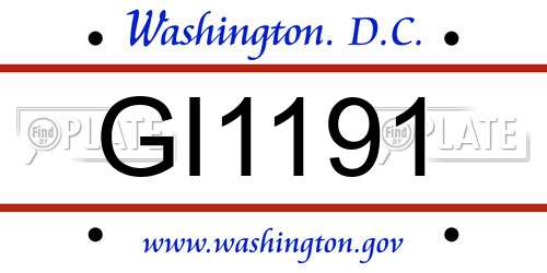 GI1191 District Of Columbia License Plate