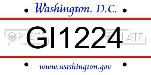 GI1224 District Of Columbia License Plate